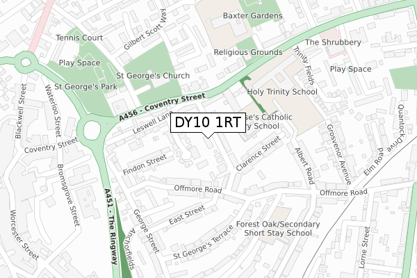 DY10 1RT map - large scale - OS Open Zoomstack (Ordnance Survey)