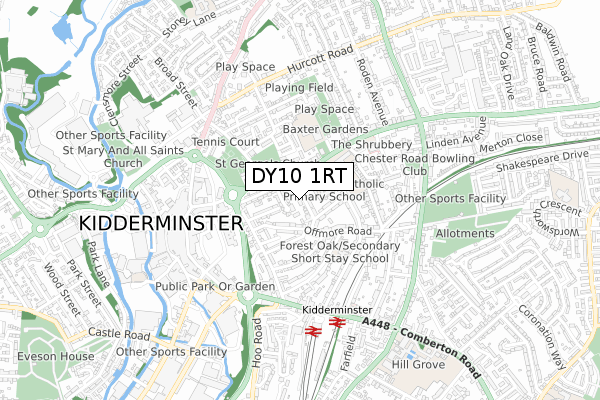 DY10 1RT map - small scale - OS Open Zoomstack (Ordnance Survey)