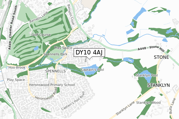 DY10 4AJ map - small scale - OS Open Zoomstack (Ordnance Survey)