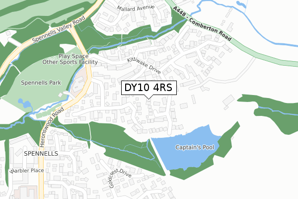 DY10 4RS map - large scale - OS Open Zoomstack (Ordnance Survey)