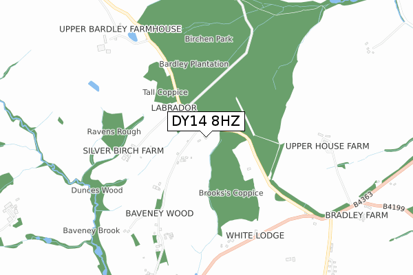 DY14 8HZ map - small scale - OS Open Zoomstack (Ordnance Survey)