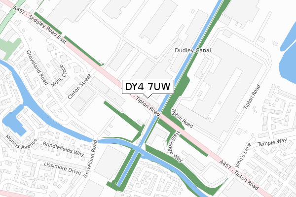 DY4 7UW map - large scale - OS Open Zoomstack (Ordnance Survey)