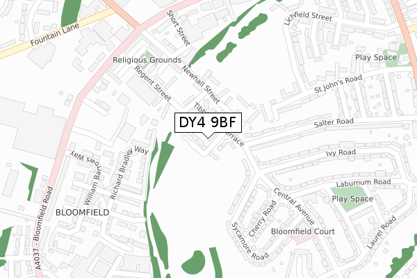 DY4 9BF map - large scale - OS Open Zoomstack (Ordnance Survey)