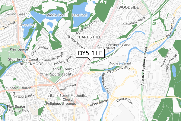 DY5 1LF map - small scale - OS Open Zoomstack (Ordnance Survey)