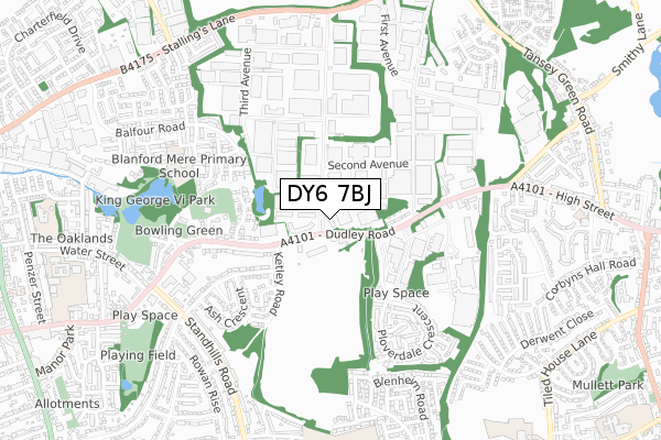 DY6 7BJ map - small scale - OS Open Zoomstack (Ordnance Survey)