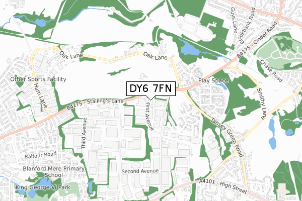 DY6 7FN map - small scale - OS Open Zoomstack (Ordnance Survey)