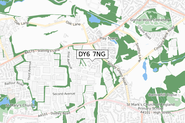 DY6 7NG map - small scale - OS Open Zoomstack (Ordnance Survey)