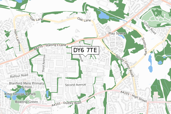 DY6 7TE map - small scale - OS Open Zoomstack (Ordnance Survey)