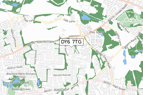 DY6 7TG map - small scale - OS Open Zoomstack (Ordnance Survey)