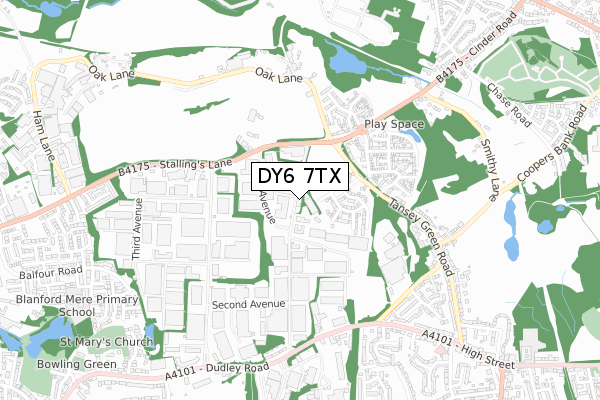 DY6 7TX map - small scale - OS Open Zoomstack (Ordnance Survey)