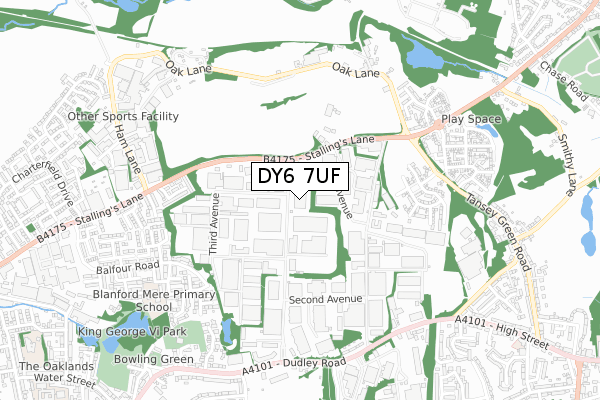 DY6 7UF map - small scale - OS Open Zoomstack (Ordnance Survey)