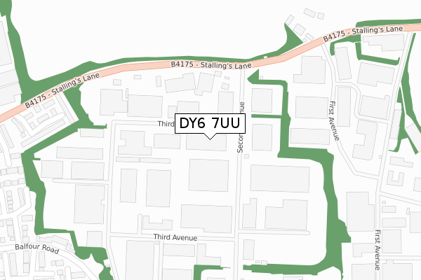 DY6 7UU map - large scale - OS Open Zoomstack (Ordnance Survey)