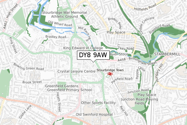 DY8 9AW map - small scale - OS Open Zoomstack (Ordnance Survey)