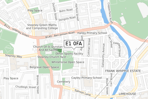 E1 0FA map - large scale - OS Open Zoomstack (Ordnance Survey)