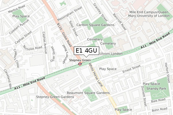 E1 4GU map - large scale - OS Open Zoomstack (Ordnance Survey)