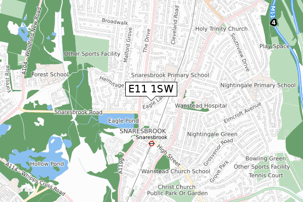 E11 1SW map - small scale - OS Open Zoomstack (Ordnance Survey)