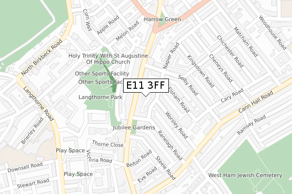 E11 3FF map - large scale - OS Open Zoomstack (Ordnance Survey)