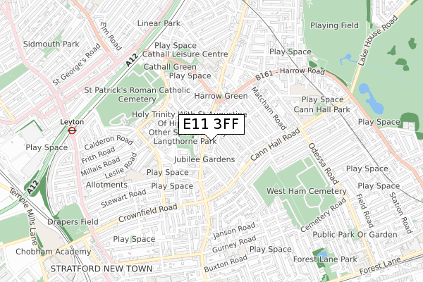 E11 3FF map - small scale - OS Open Zoomstack (Ordnance Survey)