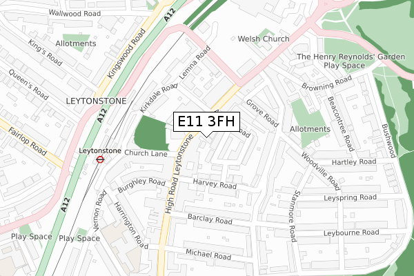 E11 3FH map - large scale - OS Open Zoomstack (Ordnance Survey)