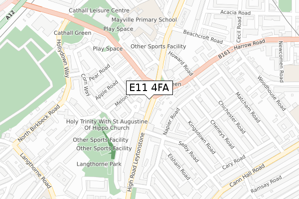 E11 4FA map - large scale - OS Open Zoomstack (Ordnance Survey)