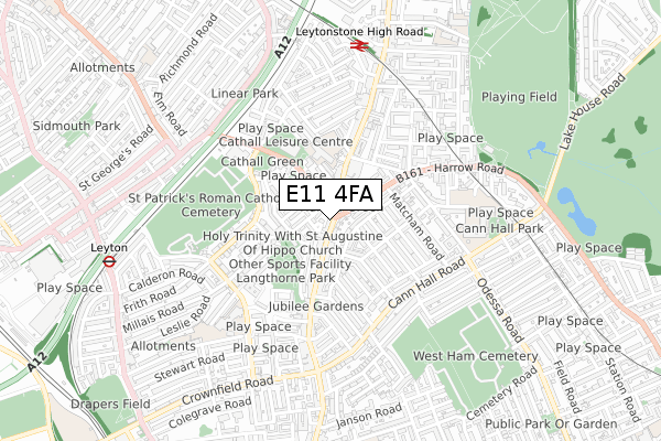 E11 4FA map - small scale - OS Open Zoomstack (Ordnance Survey)