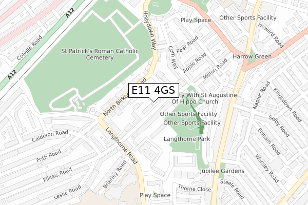 E11 4GS map - large scale - OS Open Zoomstack (Ordnance Survey)