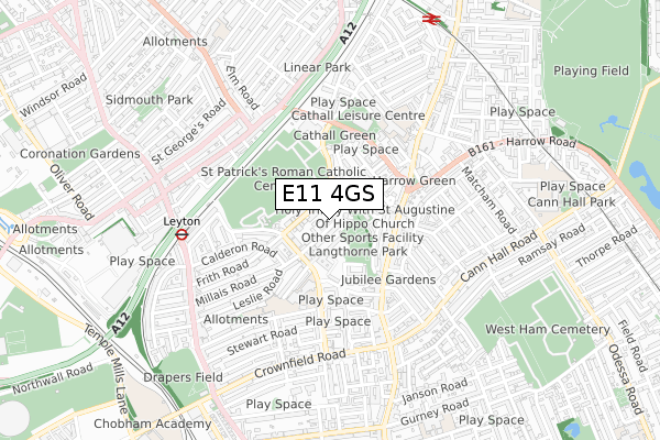 E11 4GS map - small scale - OS Open Zoomstack (Ordnance Survey)