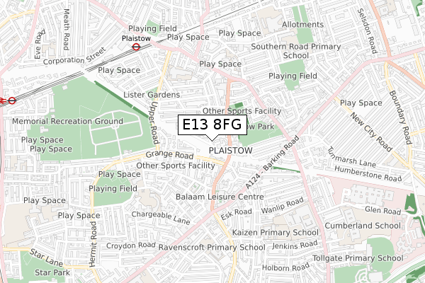 E13 8FG map - small scale - OS Open Zoomstack (Ordnance Survey)