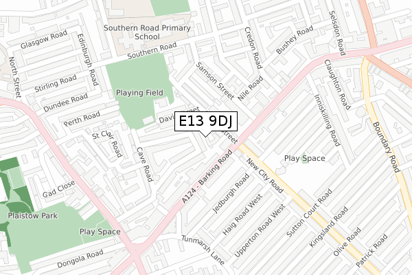 E13 9DJ map - large scale - OS Open Zoomstack (Ordnance Survey)