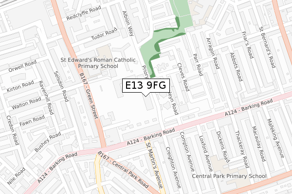 E13 9FG map - large scale - OS Open Zoomstack (Ordnance Survey)