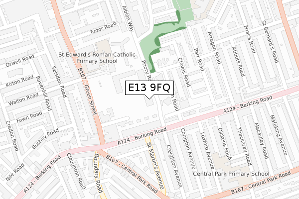 E13 9FQ map - large scale - OS Open Zoomstack (Ordnance Survey)