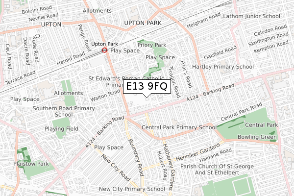 E13 9FQ map - small scale - OS Open Zoomstack (Ordnance Survey)