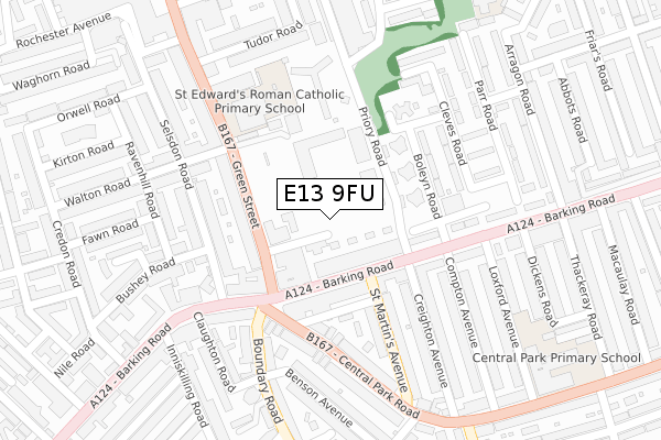 E13 9FU map - large scale - OS Open Zoomstack (Ordnance Survey)