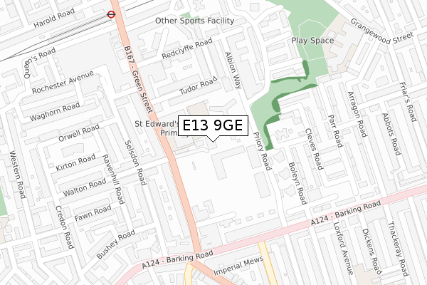 E13 9GE map - large scale - OS Open Zoomstack (Ordnance Survey)