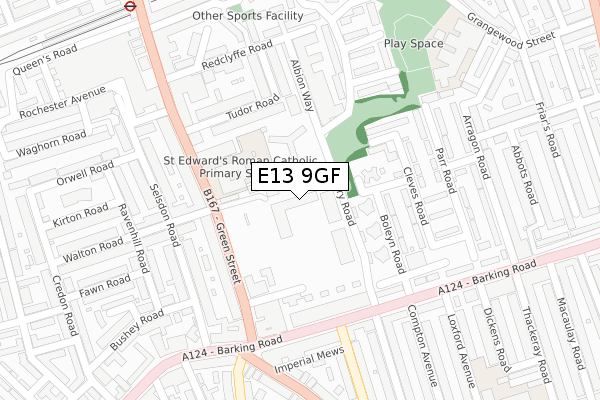 E13 9GF map - large scale - OS Open Zoomstack (Ordnance Survey)