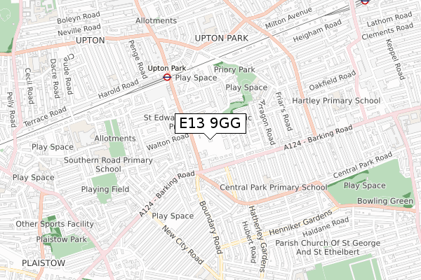 E13 9GG map - small scale - OS Open Zoomstack (Ordnance Survey)