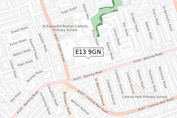 E13 9GN map - large scale - OS Open Zoomstack (Ordnance Survey)