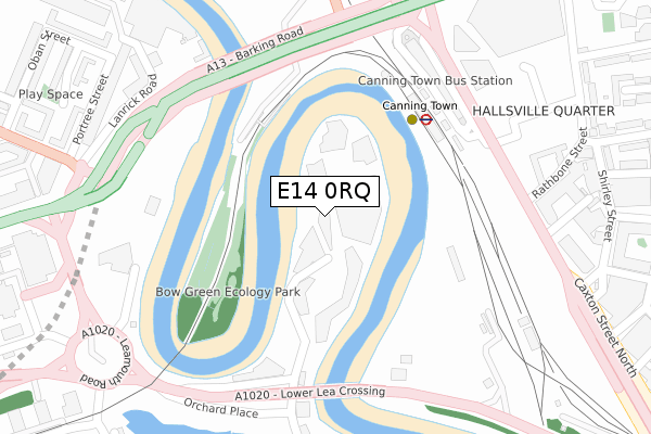 E14 0RQ map - large scale - OS Open Zoomstack (Ordnance Survey)