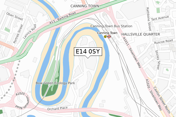 E14 0SY map - large scale - OS Open Zoomstack (Ordnance Survey)