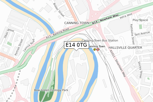 E14 0TG map - large scale - OS Open Zoomstack (Ordnance Survey)