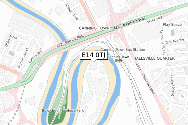 E14 0TJ map - large scale - OS Open Zoomstack (Ordnance Survey)