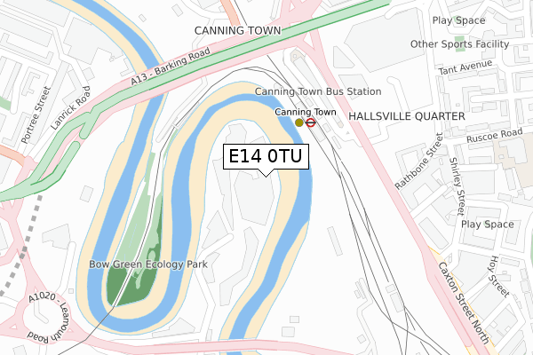 E14 0TU map - large scale - OS Open Zoomstack (Ordnance Survey)