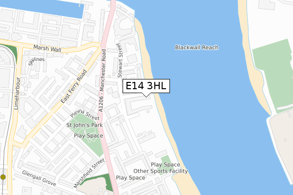 E14 3HL map - large scale - OS Open Zoomstack (Ordnance Survey)