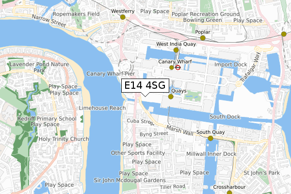 E14 4SG map - small scale - OS Open Zoomstack (Ordnance Survey)
