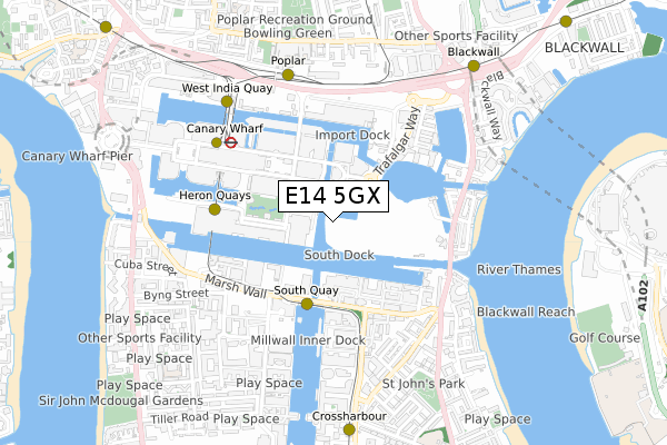 E14 5GX map - small scale - OS Open Zoomstack (Ordnance Survey)