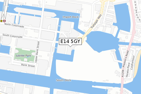 E14 5GY map - large scale - OS Open Zoomstack (Ordnance Survey)