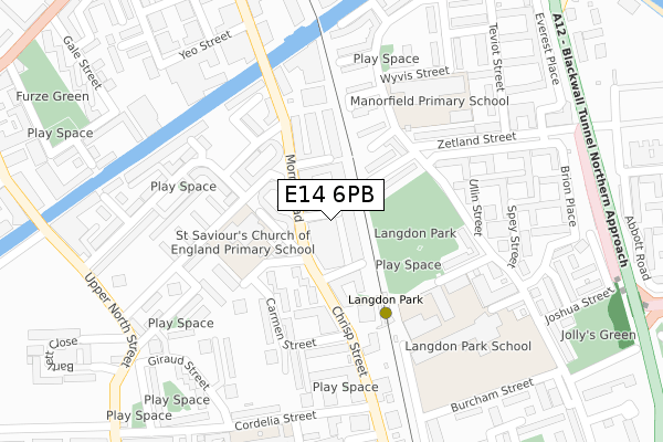 E14 6PB map - large scale - OS Open Zoomstack (Ordnance Survey)