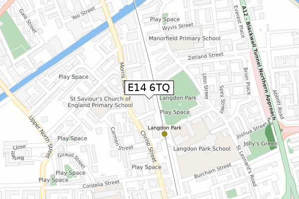 E14 6TQ map - large scale - OS Open Zoomstack (Ordnance Survey)