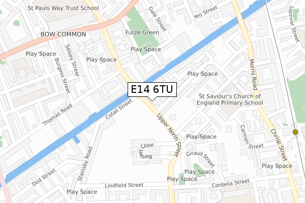 E14 6TU map - large scale - OS Open Zoomstack (Ordnance Survey)