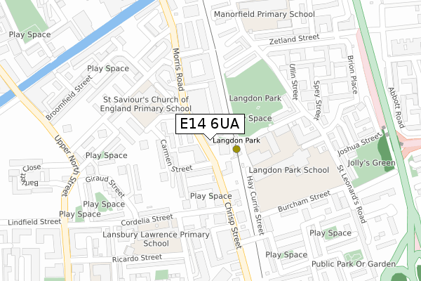 E14 6UA map - large scale - OS Open Zoomstack (Ordnance Survey)